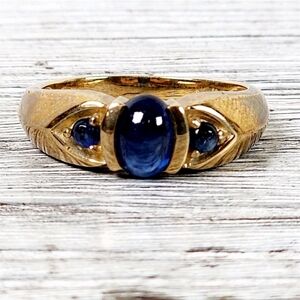 Vintage Estate Cabochon Blue Sapphire Ring 9k Size 7